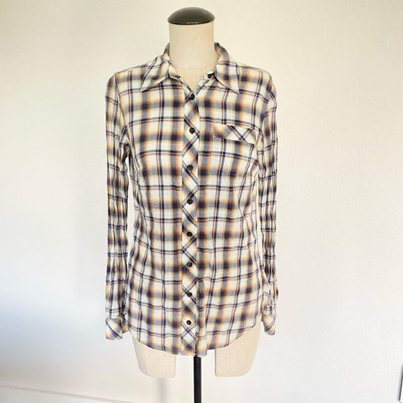 Gap Plaid Button Down Long Sleeve Collard Shirt Size Medium Western - Picture 1 of 3